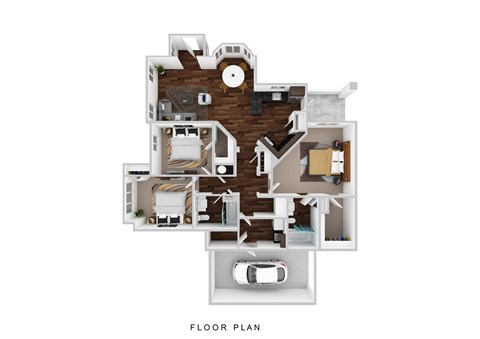 Floor plan for 3 beds, 2 baths, 1429 sqft